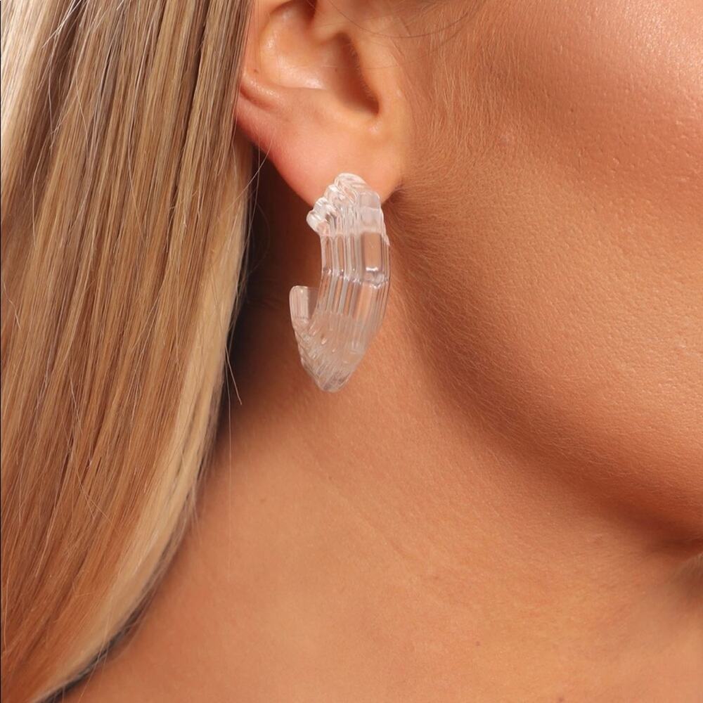 FASHION NOVA Clearly Into It Open Hoop Earrings NWT